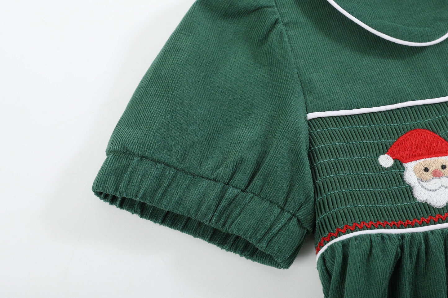 Santa Smocked Green Corduroy Dress