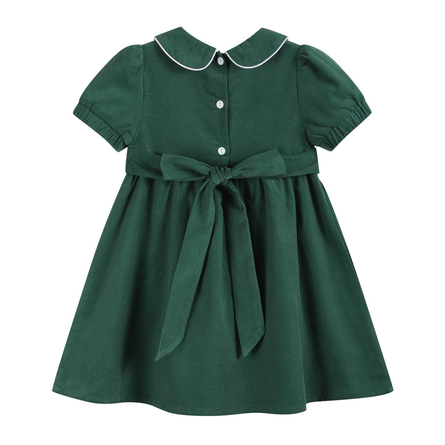 Santa Smocked Green Corduroy Dress