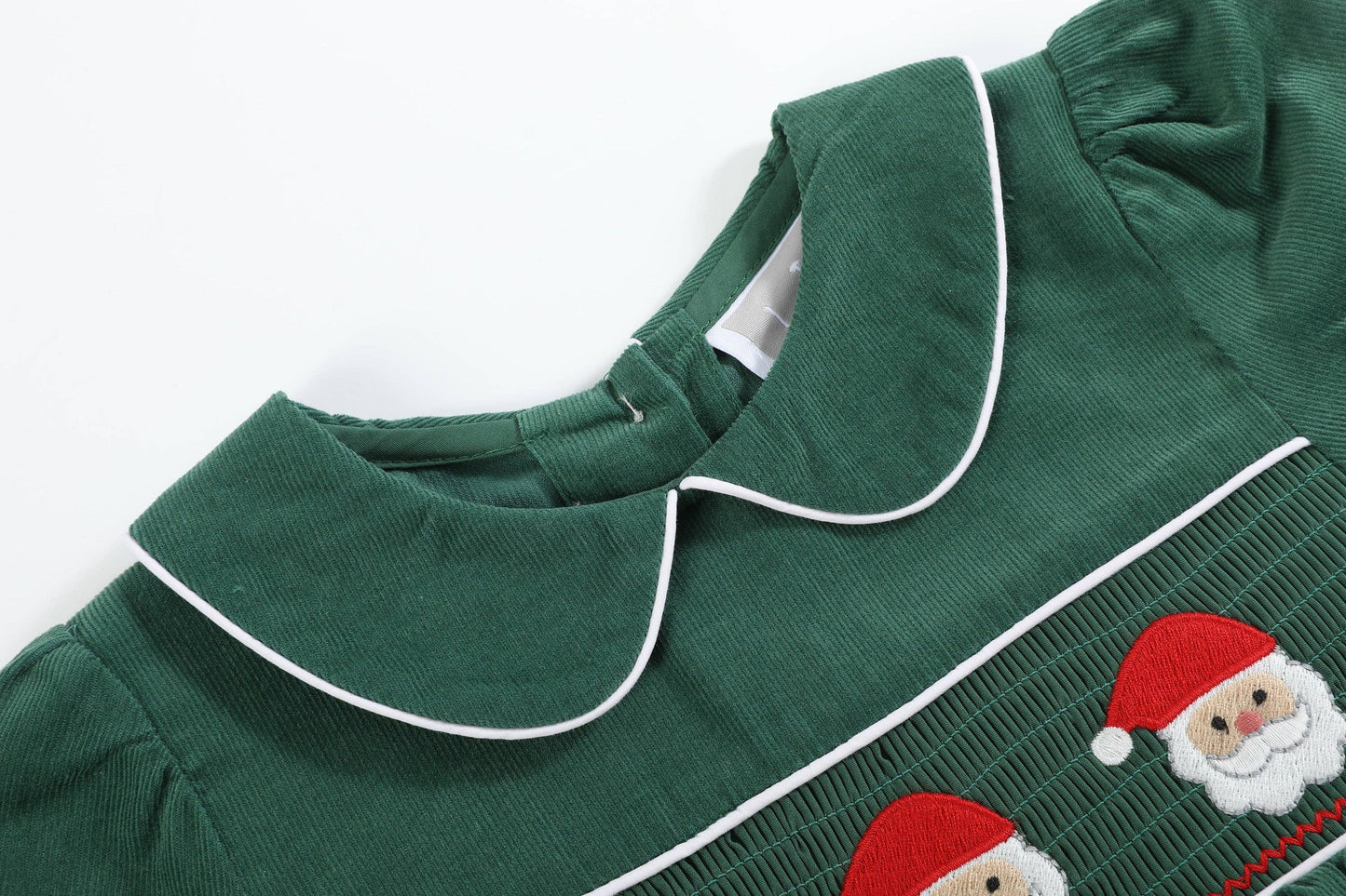 Santa Smocked Green Corduroy Dress
