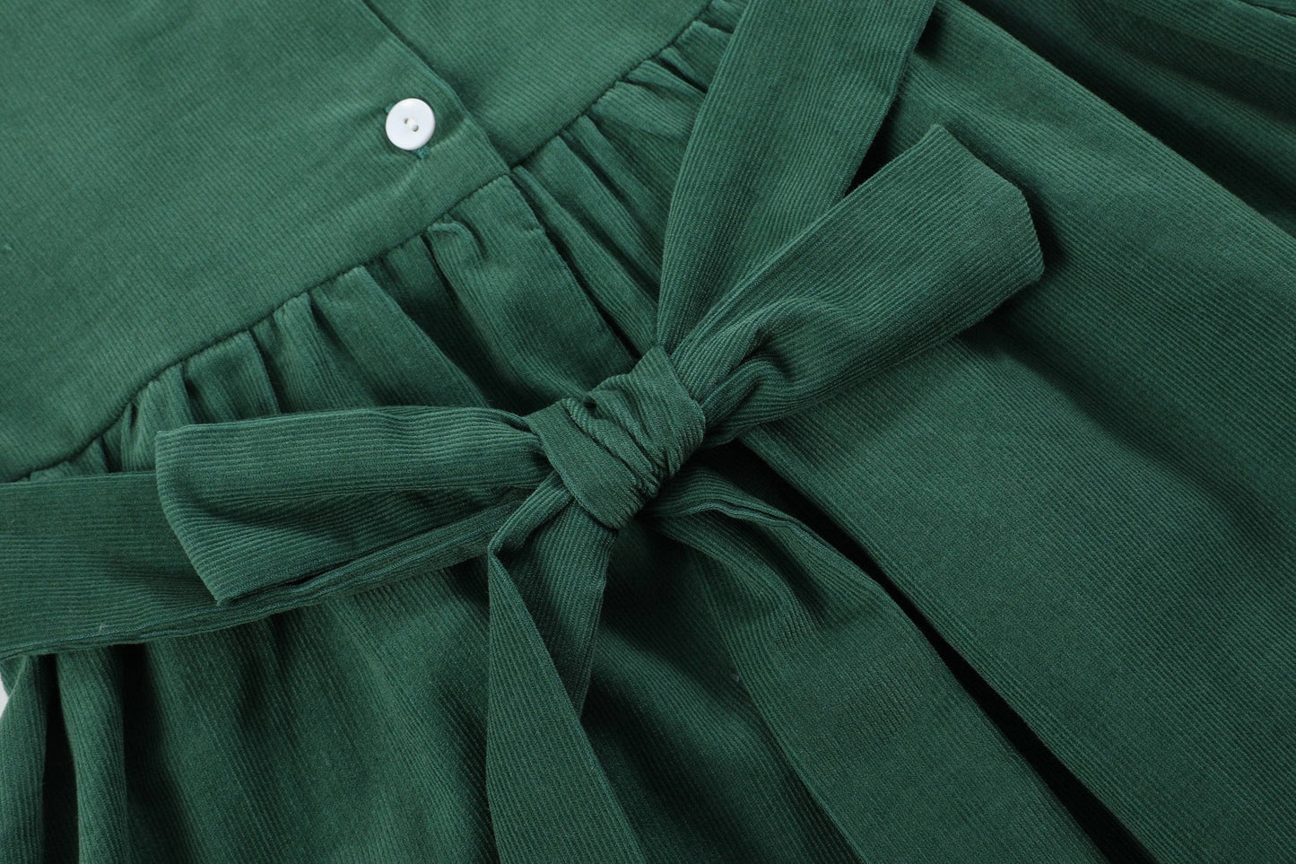 Santa Smocked Green Corduroy Dress