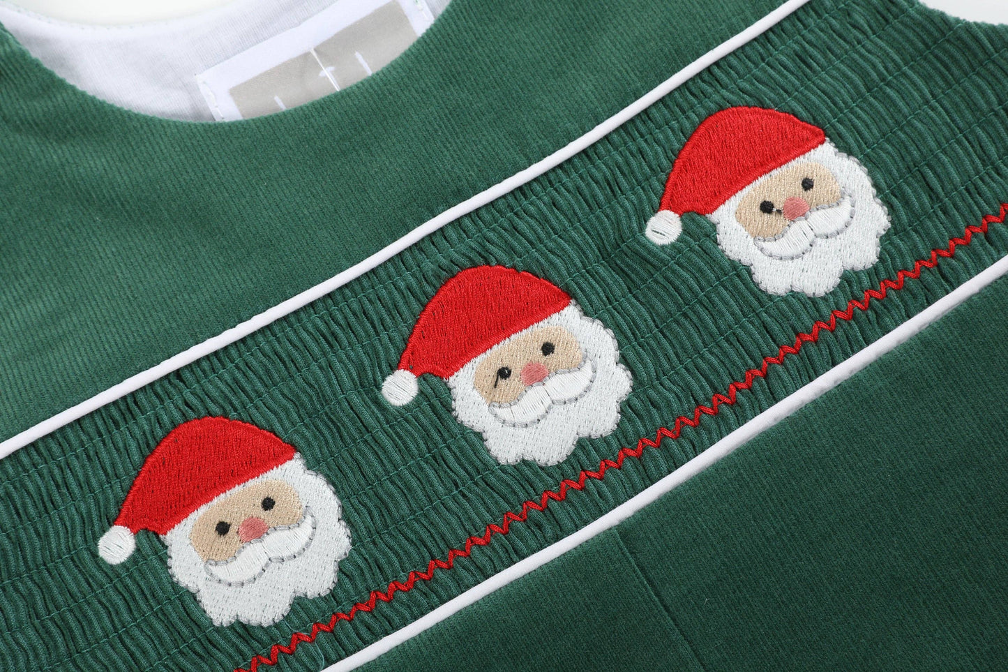 Santa Corduroy Smocked Green Overalls