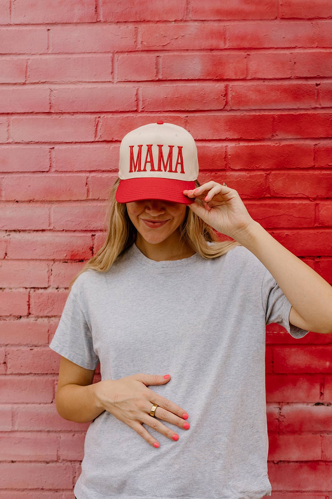 MAMA Trucker Hat: Red/Red