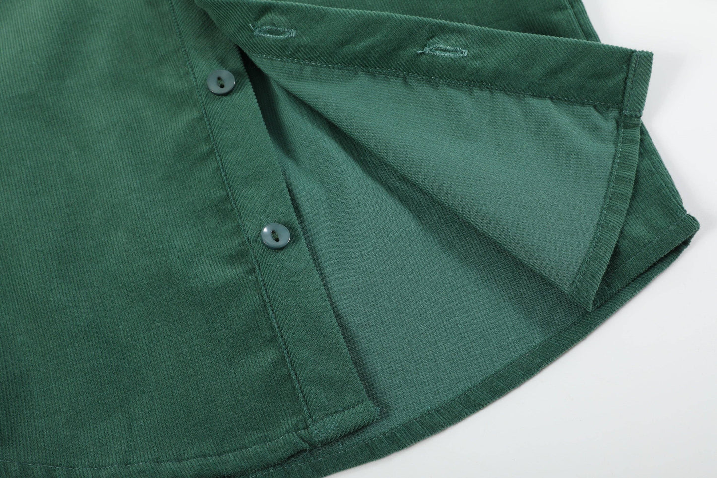 Green Corduroy Santa Embroidered Button-Up Shirt