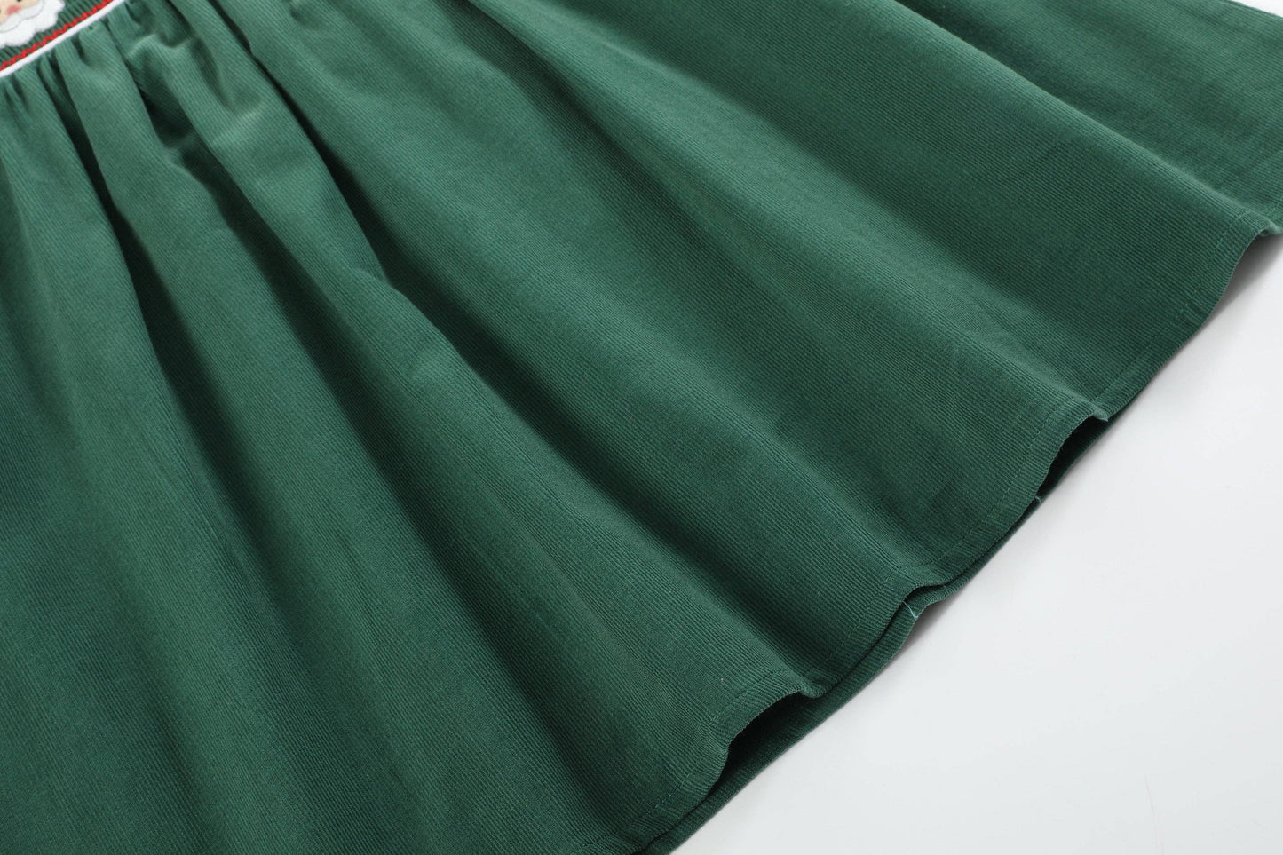 Santa Smocked Green Corduroy Dress