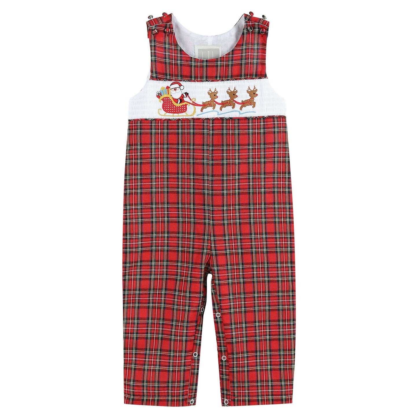 Santa’s Sleigh Red Smocked Overalls