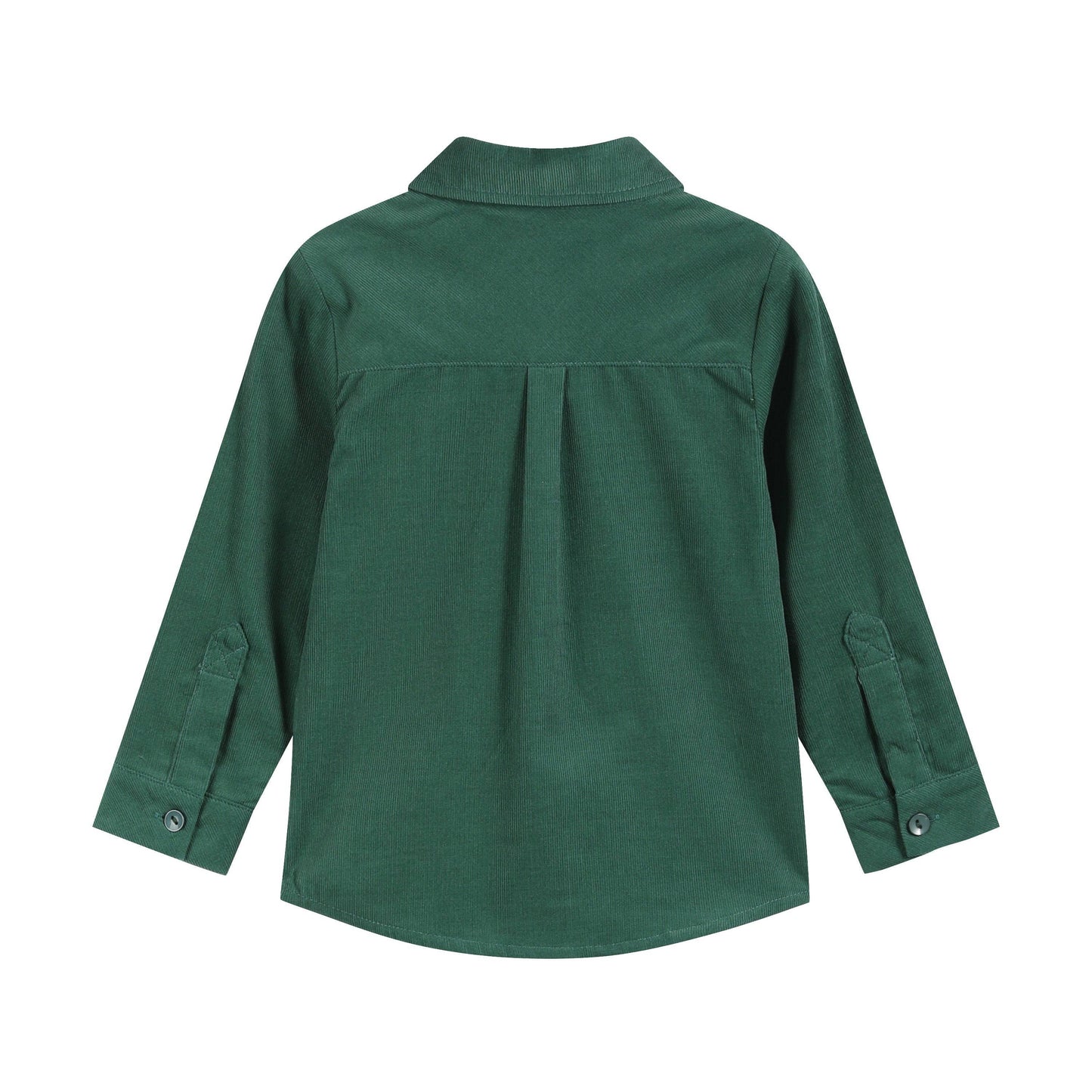 Green Corduroy Santa Embroidered Button-Up Shirt