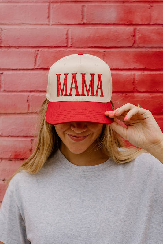 MAMA Trucker Hat: Red/Red