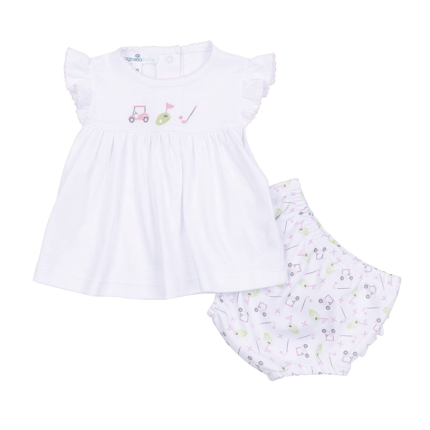 Tiny Tee Time Embroidered Diaper Cover Set