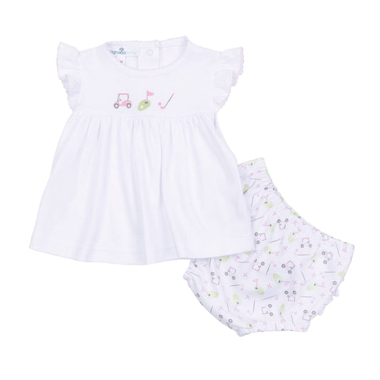 Tiny Tee Time Embroidered Diaper Cover Set