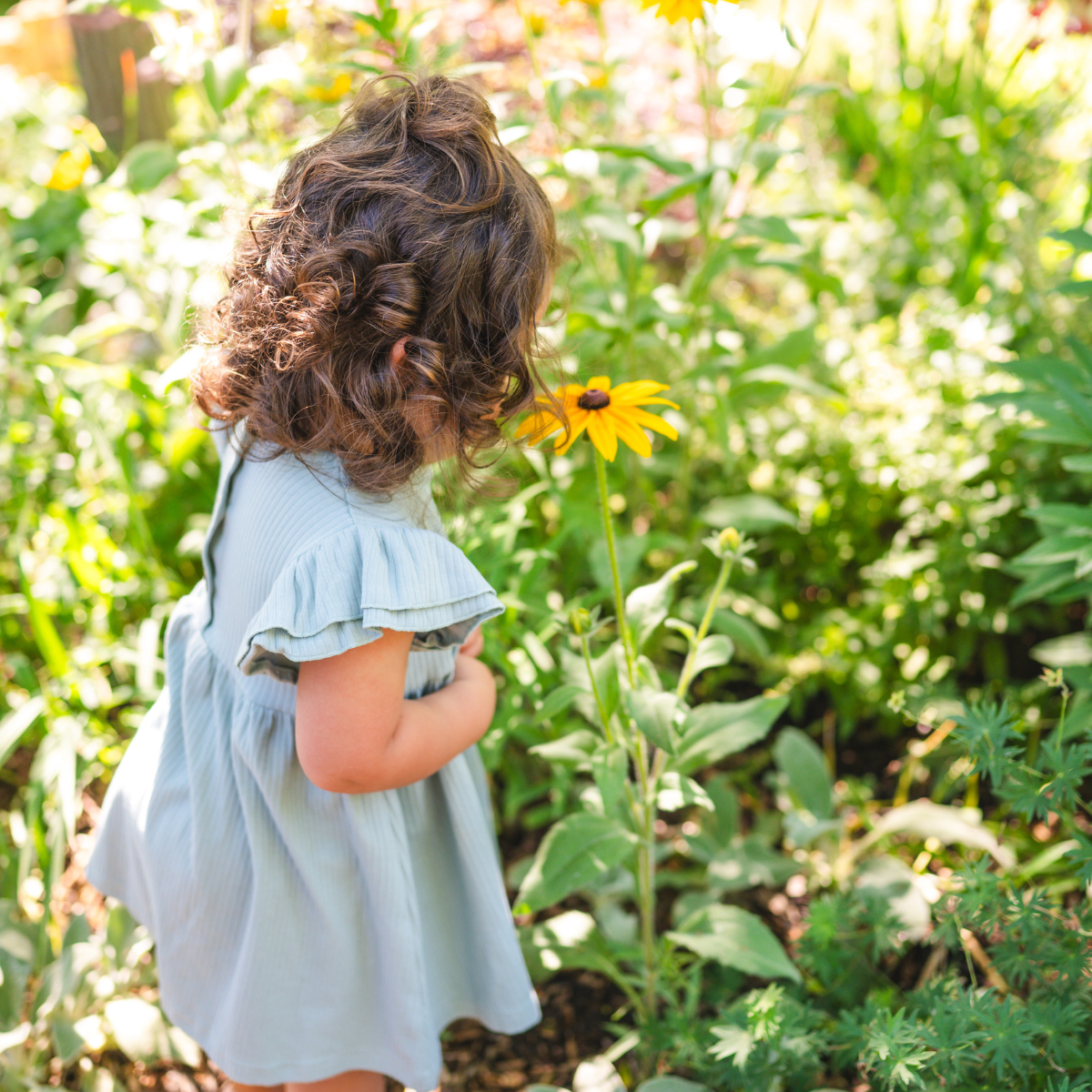 Organic Cotton Ruffle Dress | Sky