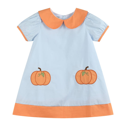 Light Blue Pumpkin Patch Collared Dress