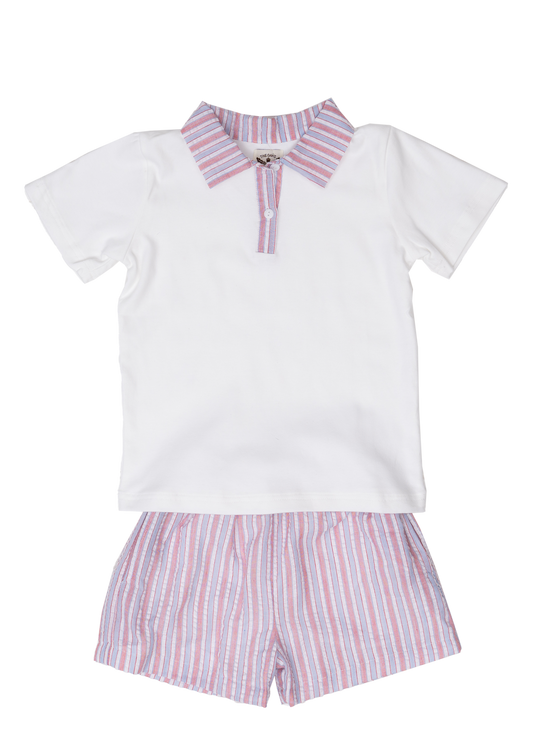 Jeremiah RWB Striped Kid's Shorts Set