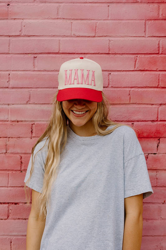 MAMA Trucker Hat: Red/Pink