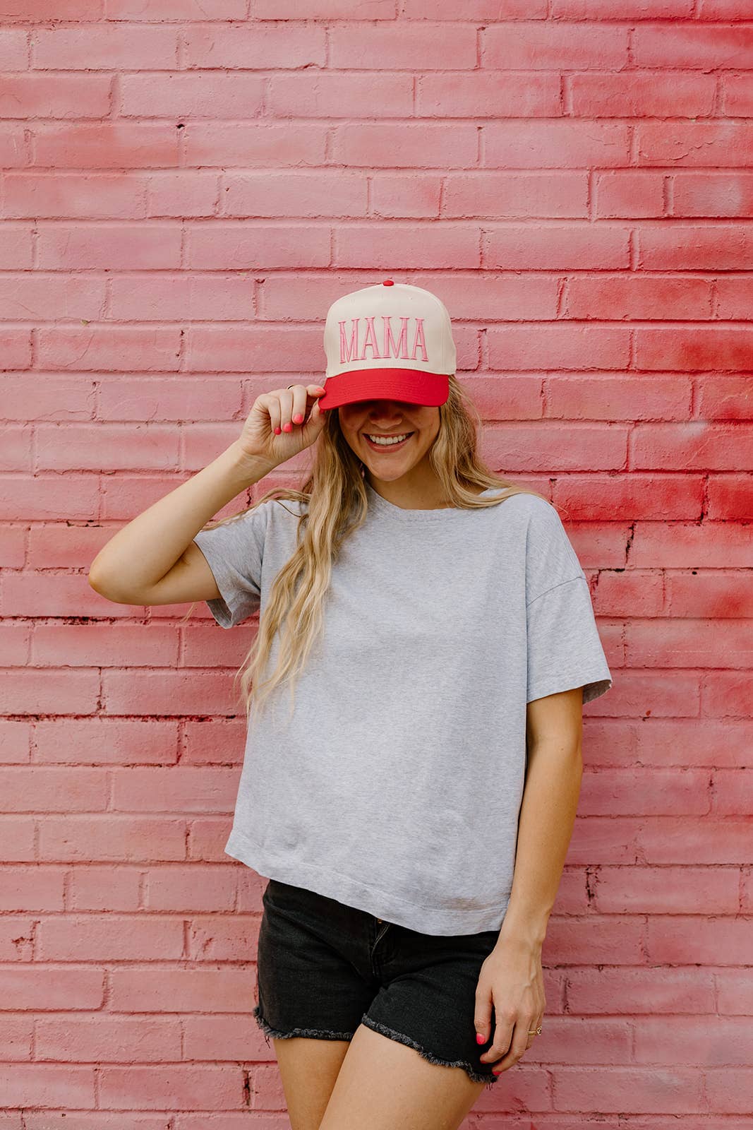 MAMA Trucker Hat: Red/Pink