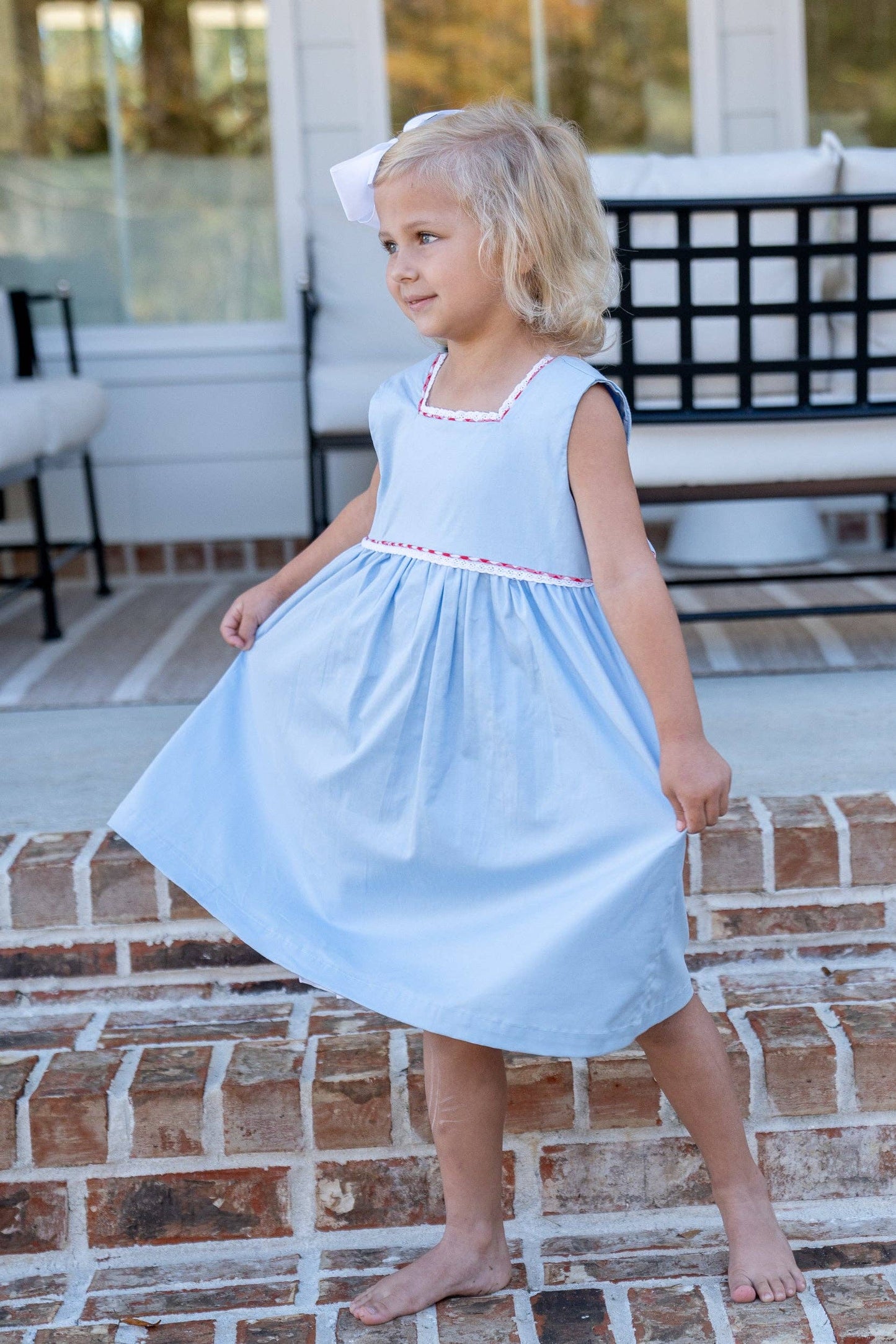 Darby Blue With Red Check Dress